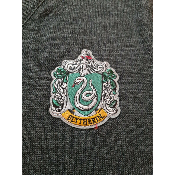 Harry Potter Slytherin Uniform V-Neck Sweater Size Adult M Grey/Green - Picture 2 of 7